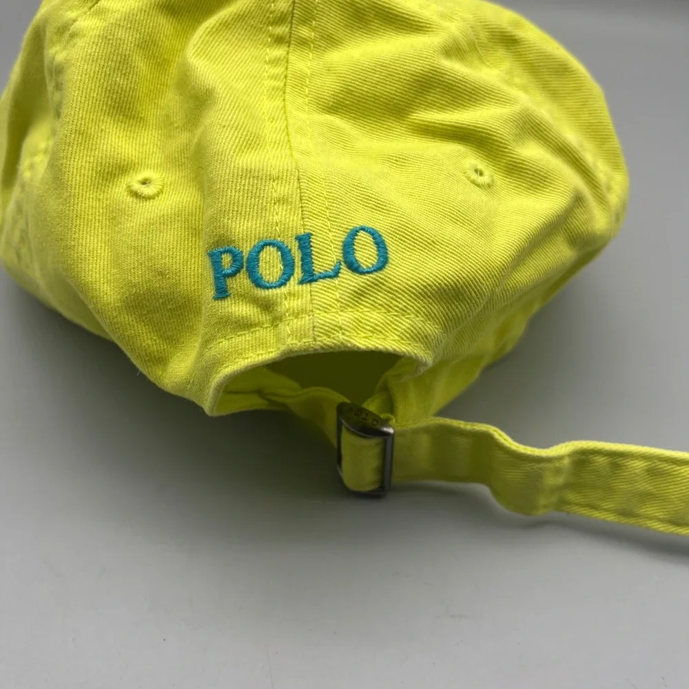 Polo Ralph Lauren Mens Yellow Neon Embroidered Blue Pony OS Preppy Baseball Cap